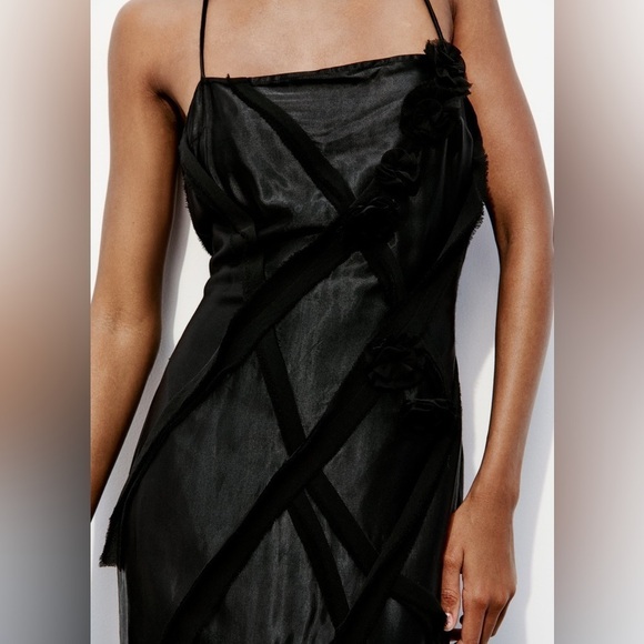 NWT ZARA FLORAL SATIN EFFECT  DRESS - Picture 3 of 6